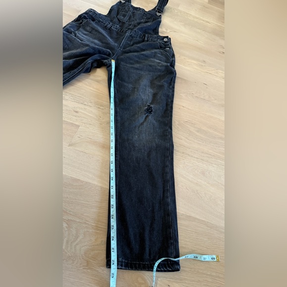 Risen jean relaxed Fit Distressed knee Overall Jeans black size medium - Picture 10 of 13